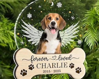 Personalized Dog Photo Ornament, Dog Memorial Ornament, Forever Loved Dog Ornament, Custom Dog Ornament, Pet Loss Keepsake,Dog Memorial Gift