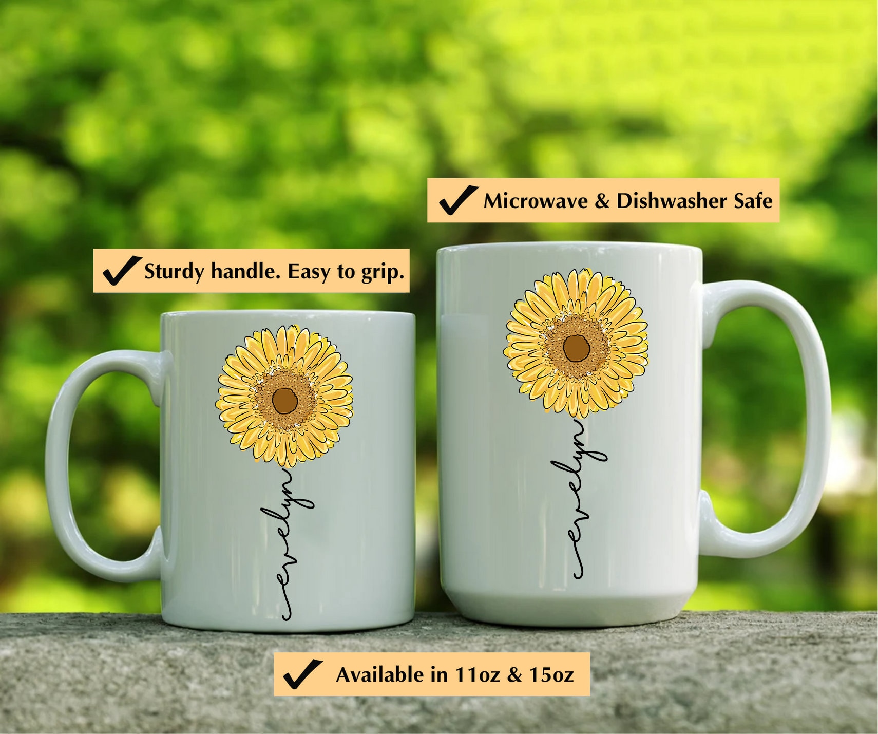 Personalized Sunflower Mug Sunflower Gifts Sunflower Coffee Etsy