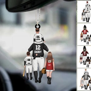 Regali per la festa del papà, decorazione personalizzata per auto con la scritta "Daddy's Team", accessori per auto, gancio per auto personalizzato con scritta "Ballboard Kids & Papà"