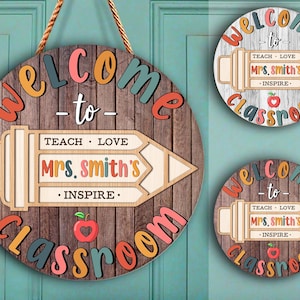 Personalisiertes Lehrerschild, Lehrer-Türschild, Lehrer-Willkommensschild, Klassenzimmerdekor, Lehrergeschenke, individuelles Lehrer-Türschild, Lehrername