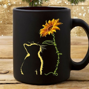To My Daughter, Black Cat Mug, Sunflower Coffee Mug, Sunflower Gift, You Are My Sunshine, Granddaughter Gift, Cat Lover Gift, Cat Mom Gift
