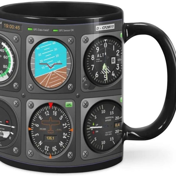 Pilot Indicator Mug, Funny Pilot Aircraft Flight Deck Gifts For Men Women Kids Ceramic Coffee Mug, personalized gifts, funy mug, latte mug