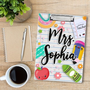 Personalized Teacher Appreciation Gift, End Of Year Gift, Back To School Elements Teacher Gift, Custom Acrylic Clipboard With Teacher Name