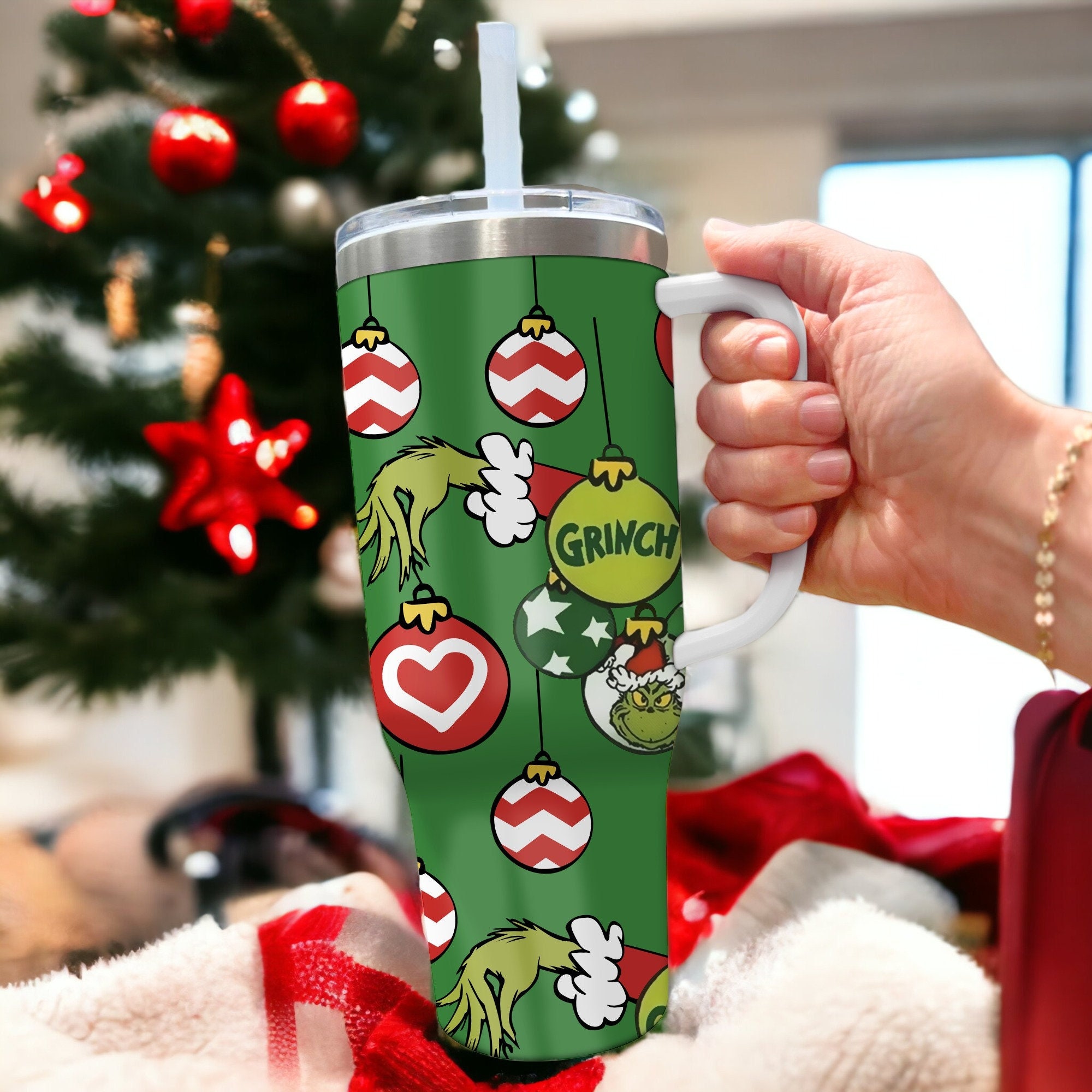 40oz Grinch Tumbler, 40oz Merry Grinchmas Tumbler, Funny Grinch Christmas  Cup, Christmas Gift for Her, Grinch Quencher Tumbler, Holiday Cup 