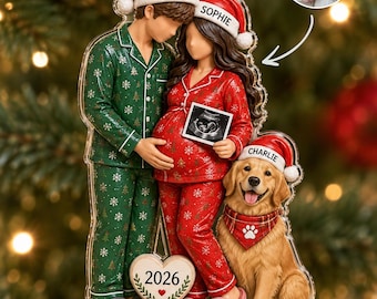Personalized Expecting Parents Christmas Ornament 2026, Custom Couple & Pet Acrylic Keepsake, Pregnancy Announcement Gift, New Family Gifts