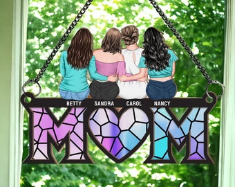 Personalized Window Hanging Suncatcher, Custom Mom & Daughter, Mothers Day Gift for Mom, Grandma, Nana Gift, Mother Daughter Grandma Gift