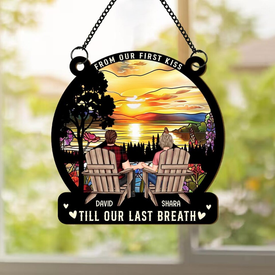 Personalized Window Hanging Suncatcher, Custom Couple Wedding Anniversary Gift, Anniversary ...