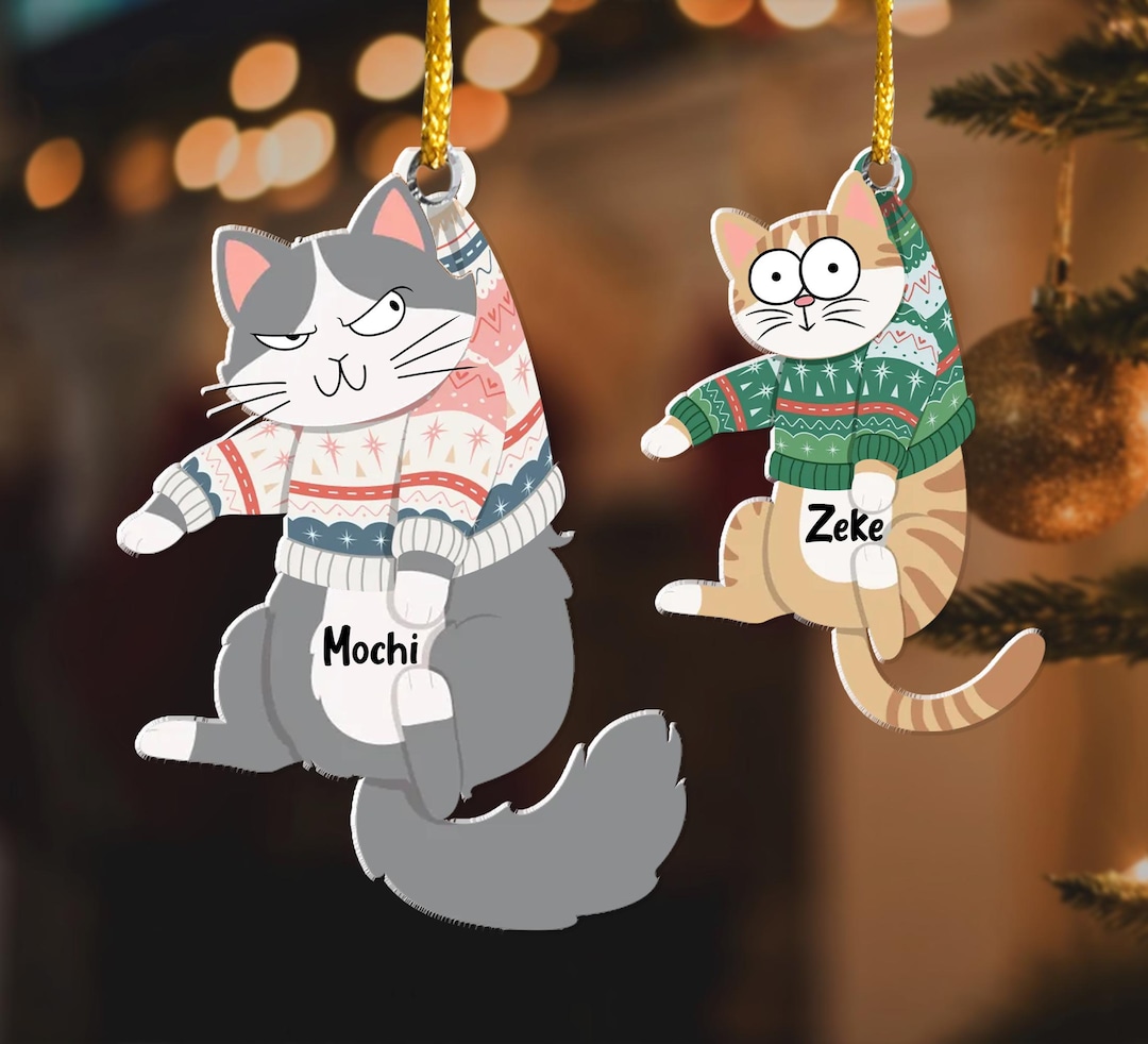 Personalized Cat Christmas Ornament, Custom Hanging Cats Ornament ...