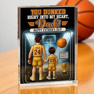 Sie tauchten direkt in meinen Herzen Dad, Basketball Custom Figure Personalisierte Acrylblock Plaque, Vatertagsgeschenk für Papa, Geschenk für Ehemann