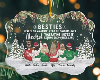 Kerstcadeau beste vriend, ornament bestie 2024, gepersonaliseerd ornament beste vriend, kerstcadeau voor BFF, soul Sister, ornamentuitwisseling