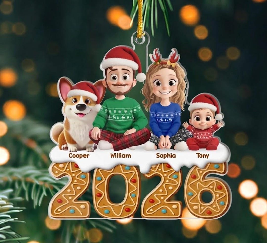 Personalized Family and Pet Christmas Ornament Gift, Couple With Pet ...