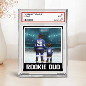 Hockey No. 1 Dad Man & Kids Sammelkarte Stil Personalisierte Acrylblock Plakette, Vatertagsgeschenk für Papa, Geschenk für Ehemann, Opa