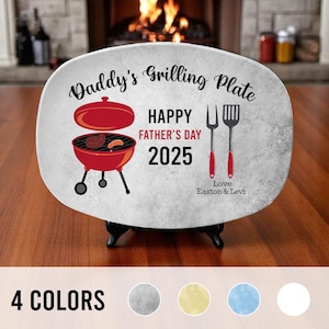 Fathers Day Gift For Dad, Personalized Grilling Plate, Fathers Day Gift from Kids, Grill Gifts, BBQ Custom Platter, Daddy&#39;s Grilling Plate