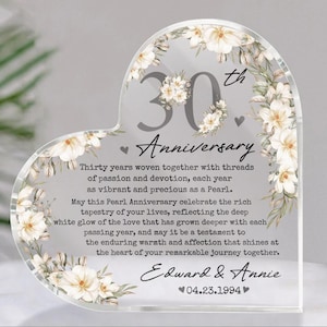 Personalized 30th Wedding Anniversary Gift Acrylic Plaque, 30th Wedding Gift For Parents, Anniversary Gift, Husband Gift, Wedding Keepsake