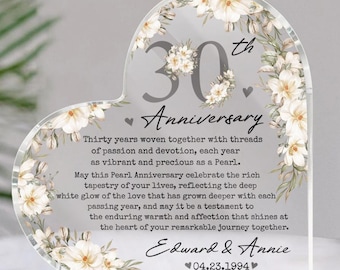 Personalized 30th Wedding Anniversary Gift Acrylic Plaque, 30th Wedding Gift For Parents, Anniversary Gift, Husband Gift, Wedding Keepsake