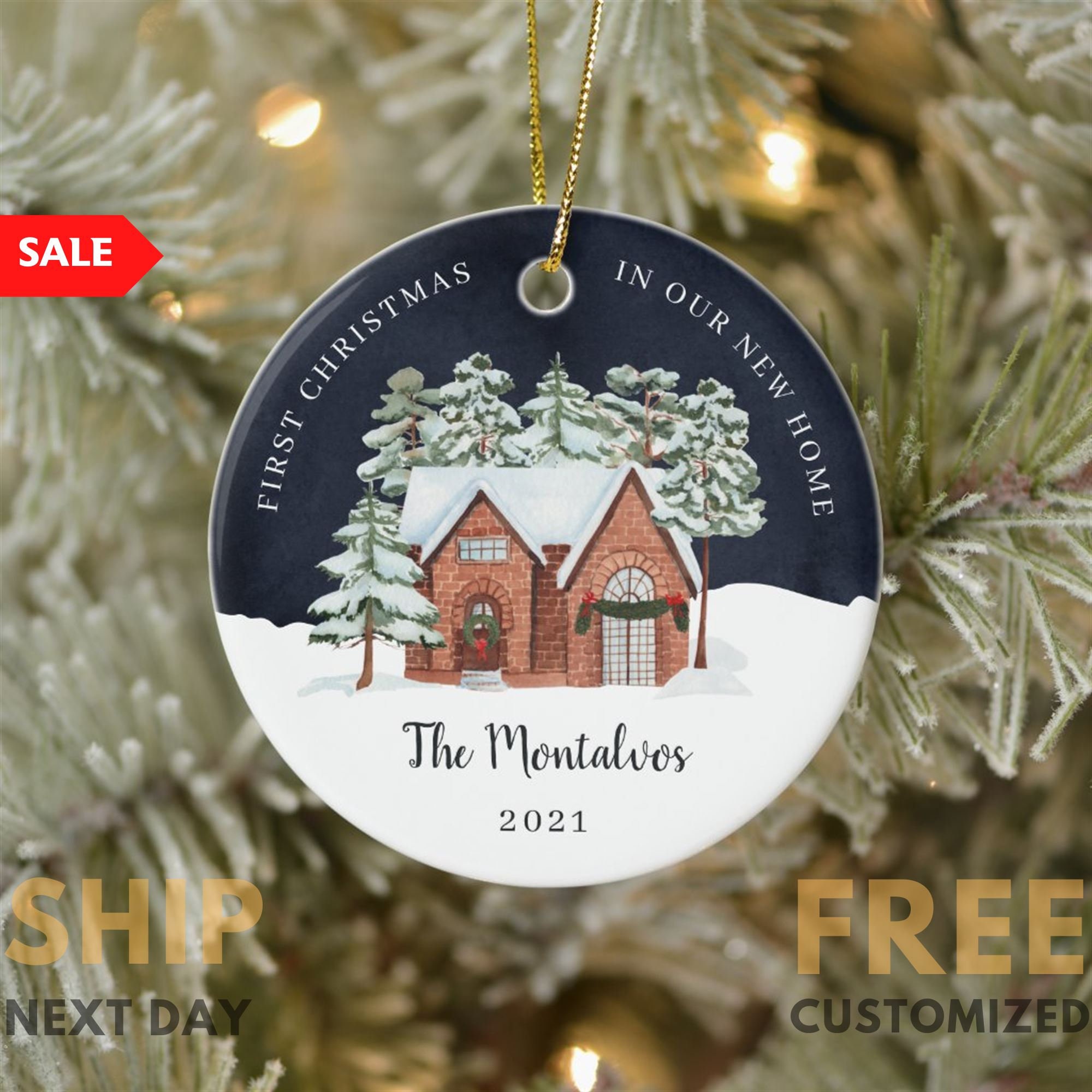 Discover Personalized New Home Christmas Ornament, Winter Night Our First Christmas Ornament