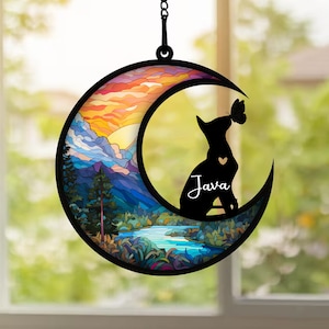 Personalisiertes Verlust des Haustier-Sympathiegeschenks, Haustier-Memorial-Sonnenfänger, handgemachtes benutzerdefiniertes Name-Katzen-Dekor, graviertes Hunde-Liebhaber-Geschenk, Geschenk für Katzenliebhaber