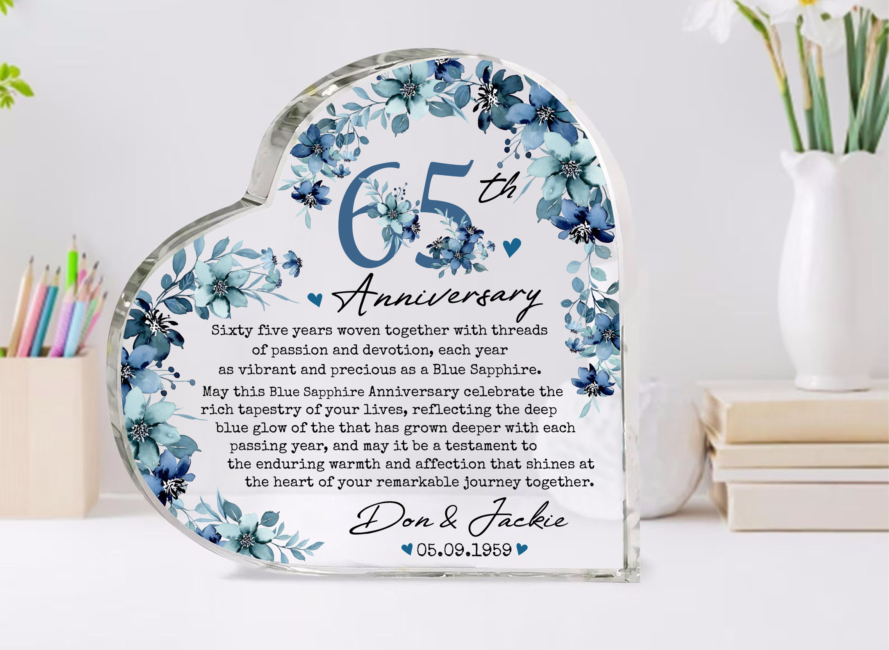 Personalized 65th Wedding Anniversary Gift Acrylic Plaque, 65th Personalized 65th Wedding Anniversary Gift Acrylic Plaque, 65th