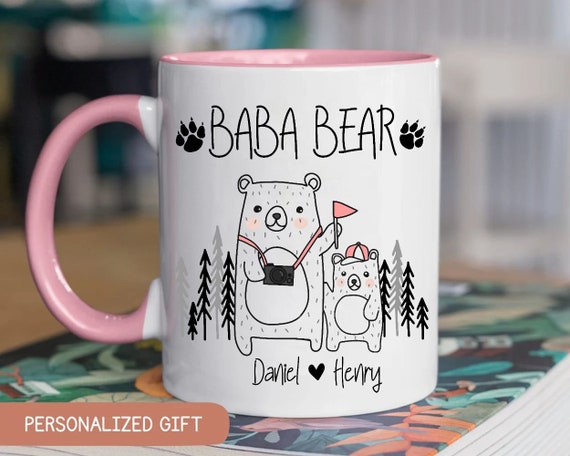 Custom Papa Bear Coffee Mug - Personalized Cup Gifts for Birthday, Father's  Day