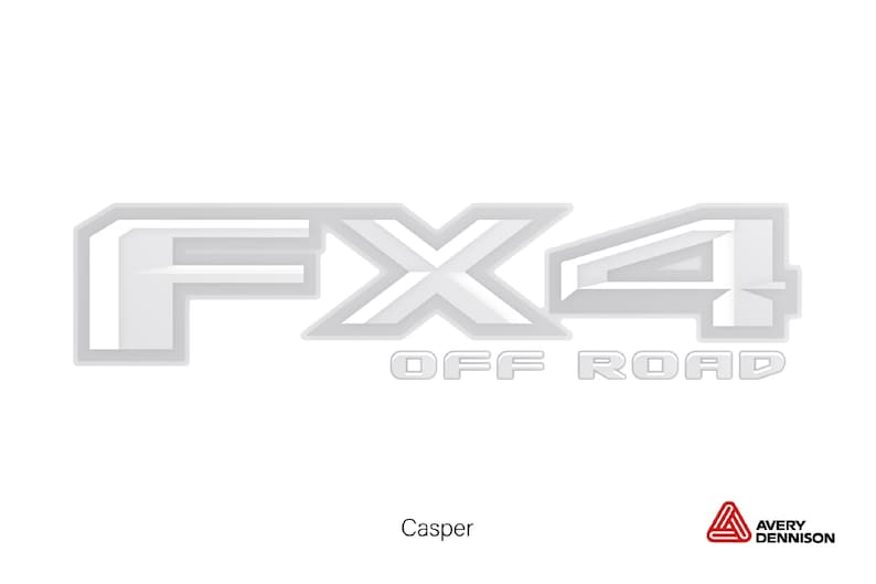 May include: White vinyl decal with the text "FX4 OFF ROAD" in a bold, 3D-style font. The letters are white with a silver outline.