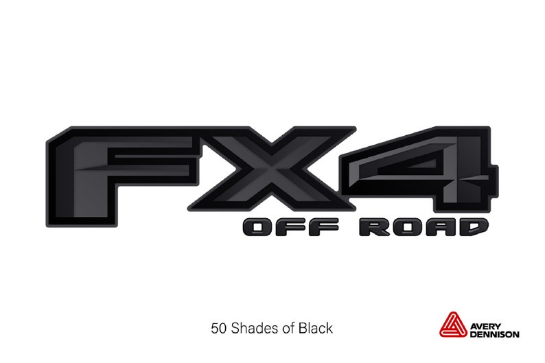 May include: Black and gray "FX4 OFF ROAD" logo with a 3D effect. The logo is made of a textured material and has a glossy finish.