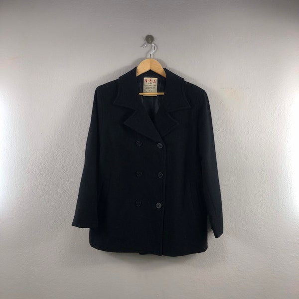 V.E.S Vetements Hommes et femmes Caban noir vintage de marque japonaise Veste élégante et décontractée à la mode Bomber coupe-vent Medium