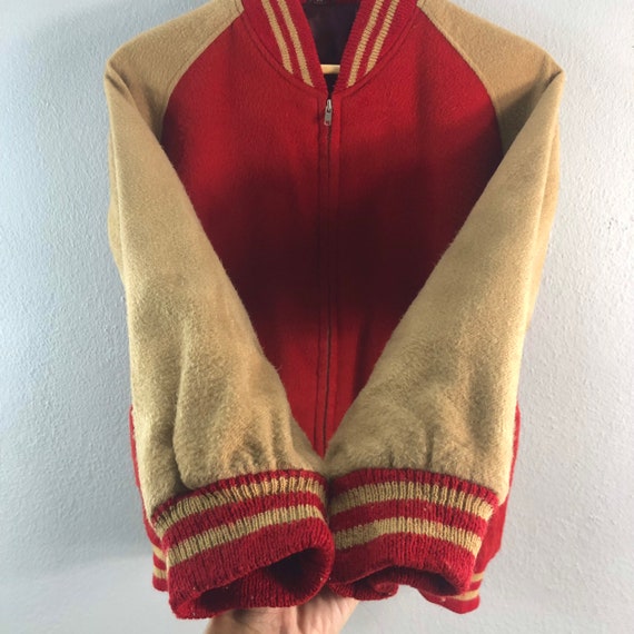 Old Varsity Red Vintage Japanese Brand Wool Casua… - image 4