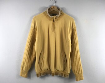 90s Renoma Yellow Vintage Half Zipper Casual Stylish Sports Club Japanese Brand Menswear Outfits Pullover Sweatshirt Sweater Crewneck Medium