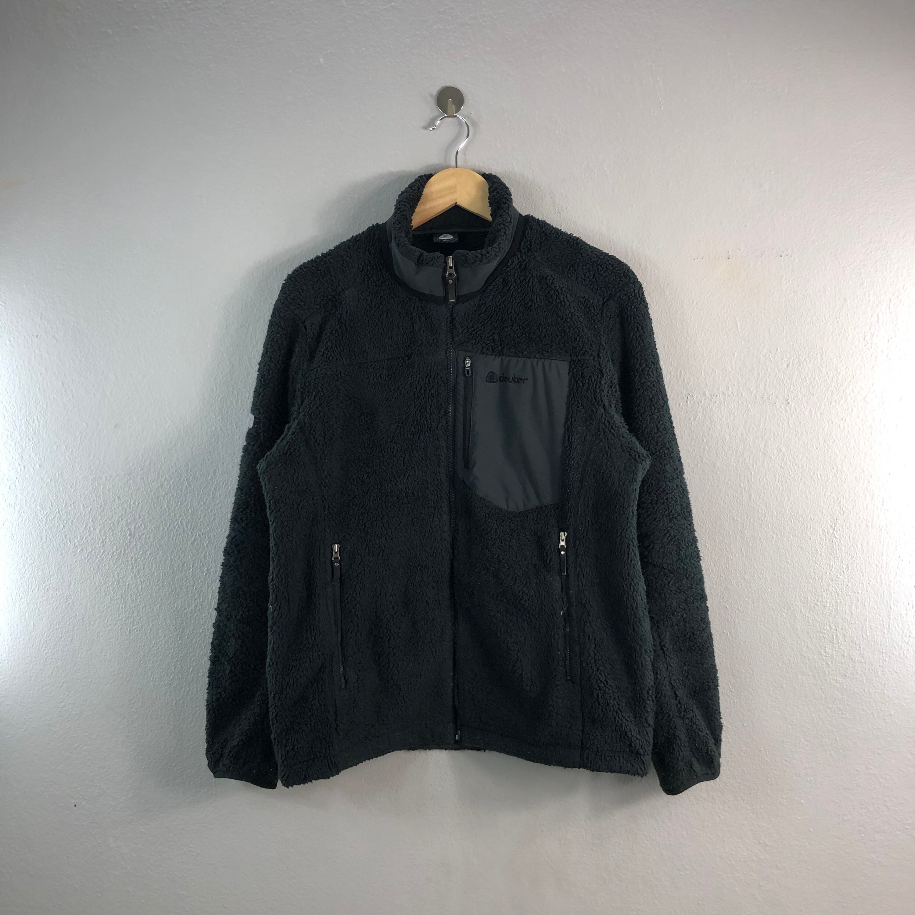 Deuter Black Vintage Deep Pile Fleece Light Outdoor Casual Style Outfits  Fashion Streetwear Gear Sweater Jacket Bomber Windbreaker Large - Etsy