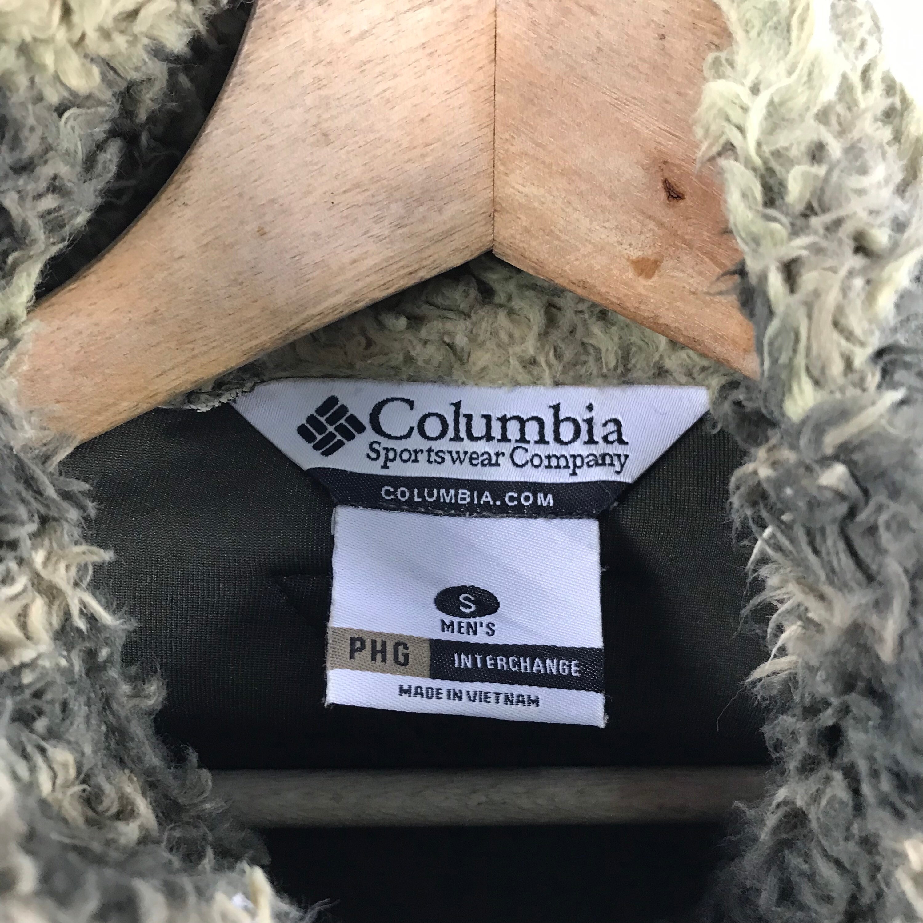 Columbia Sportswear Green Outdoor Hunting Camo Fleece PHG Interchange Vintage Jacket Bomber Windbreaker Small