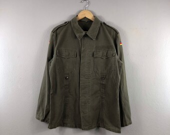 W Merk Mossingen Green Vintage Germany Army Style Light Military Pattern Casual Outfit Utility Jacket Bomber windbreaker Large