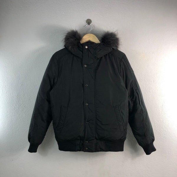 TATE Black Vintage Puffer Down Japanese Brand Fur Hooded Outerwear Outfits Streetwear Fashion Winter Casual Jacket Bomber windbreaker Medium