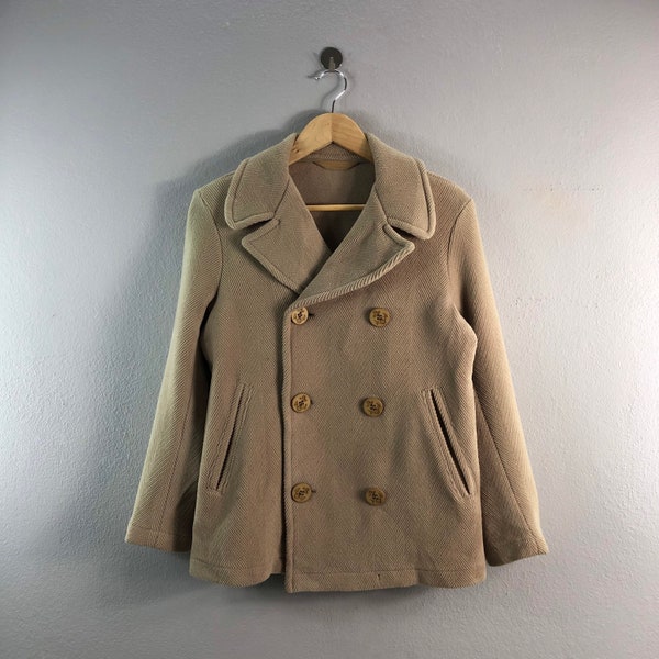 Gloverall beige vintage Peacoat trench décontracté élégant manteau homme bleu marine tenues de travail veste bomber coupe-vent moyen