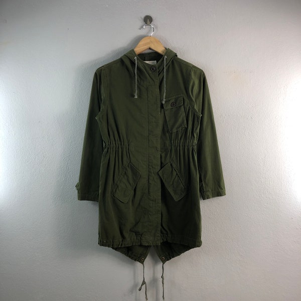 Deep Blue Green Vintage Japanese Brand Womens Army Fishtail Parka Military Light Hoddie Fashion Outfits Jacket Bomber windbreaker Small