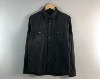 Lucky Store Black Vintage Japanese Brand Menswear Western Americana Pearl Snap Stylish Fashion Shirt Button Up Oxford Flannel Medium
