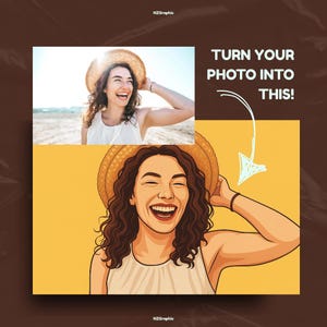Ilustración de retrato personalizada / Estilo de dibujos animados minimalista / Arte digital a partir de tu foto / Regalo personalizado / Hermoso retrato personalizado / Lindo