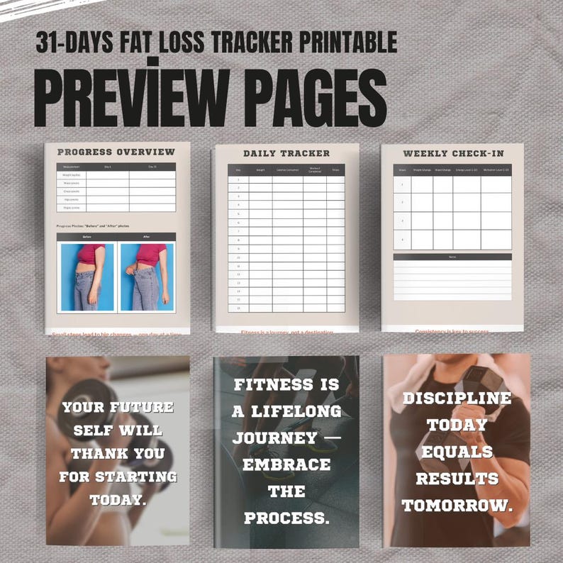 Fat Tracker Notebook 31-day Fat Loss Tracker Printable | Fitness Progress Tracker | Digital ...