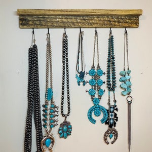 Jewelry hanger, key hooks, 7 hook hanger, wall organizer, hooks and shelf