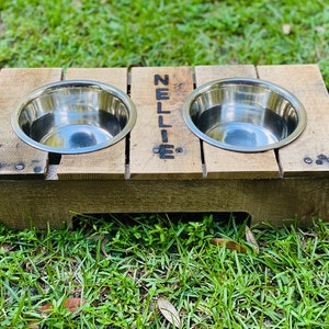 Pet feeding stand, dog feeder and waterer, raised pet bowls, cat feeder, rustic dog bowl stand, dog bowl, dog water holder,  cat bowl,
