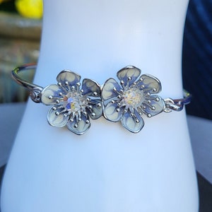 Swarovski Crystal Hand Painted Flower Bangle Bracelet