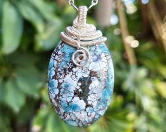 Turquoise and Sterling Silver Handmade Pendant