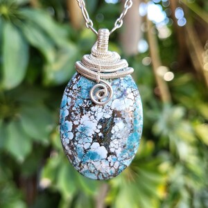 Turquoise and Sterling Silver Handmade Pendant