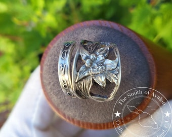 Antique Colorado Columbine Flower Sterling Silver Souvenir Spoon Ring