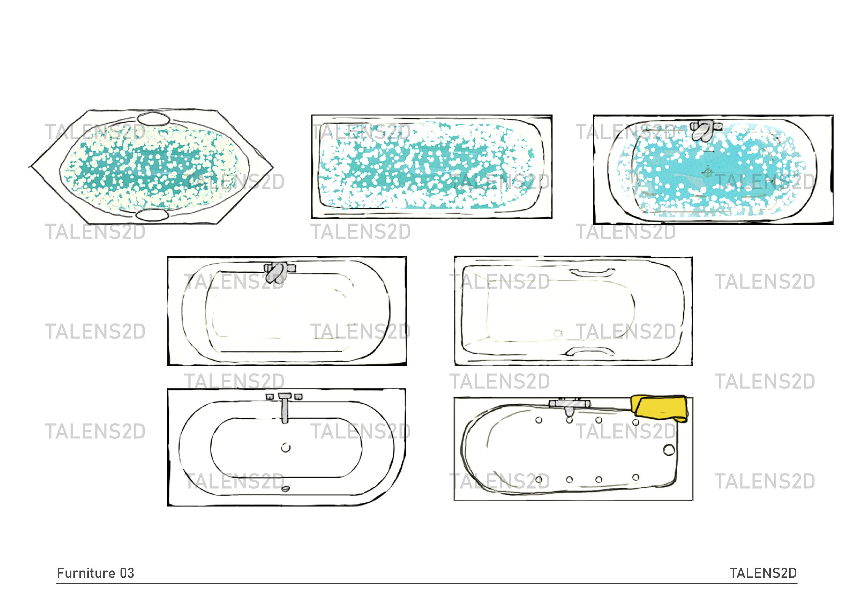 Bathroom Furniture Top View 2d Furniture Top View for Floor Plans PNG