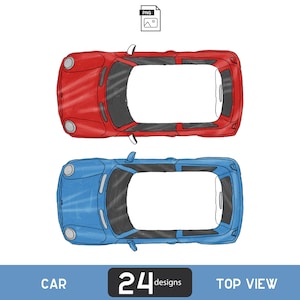 Car Top View 2D PNG Files for Floor Plan (Digital Download)