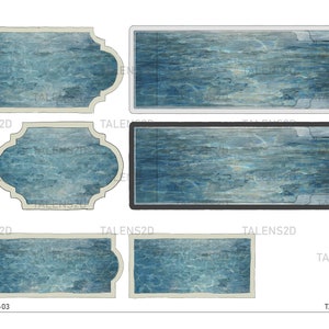 Pool top view, 2D landscape top view for floor plans, PNG files for download