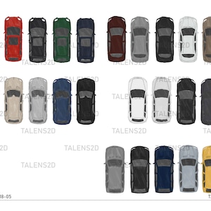 Car top view, 2D top view PNG for floor plan, PNG files for download