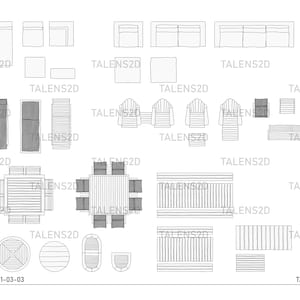 Furniture garden top view, 2D landscape top view for floor plans, PNG files for download