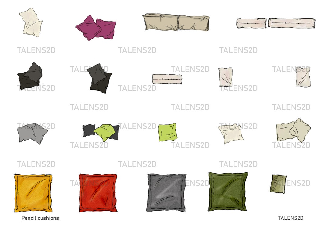 Pillows Furniture Top View 2D Furniture Top View for Floor - Etsy