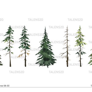 Watercolor Trees Clipart | Painted Tree Clipart | PNG Graphics | Instant Download for Commercial Use